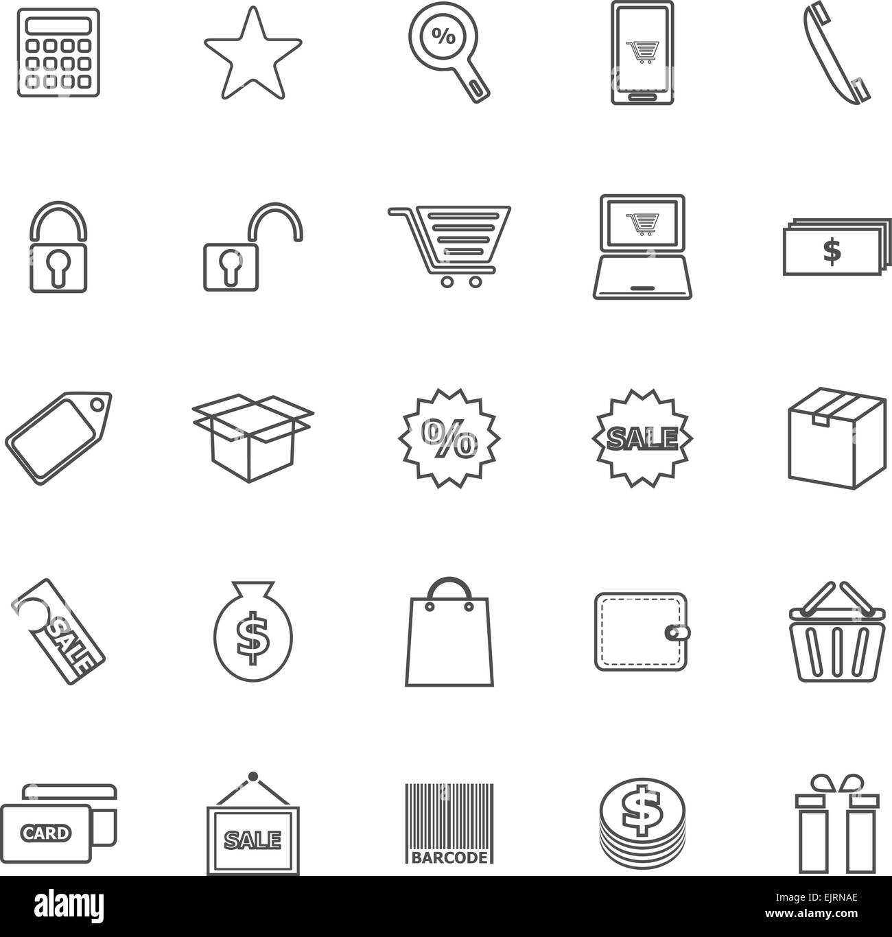 Einkaufen Linie Symbole auf weißem Hintergrund, Lager Vektor Stock Vektor