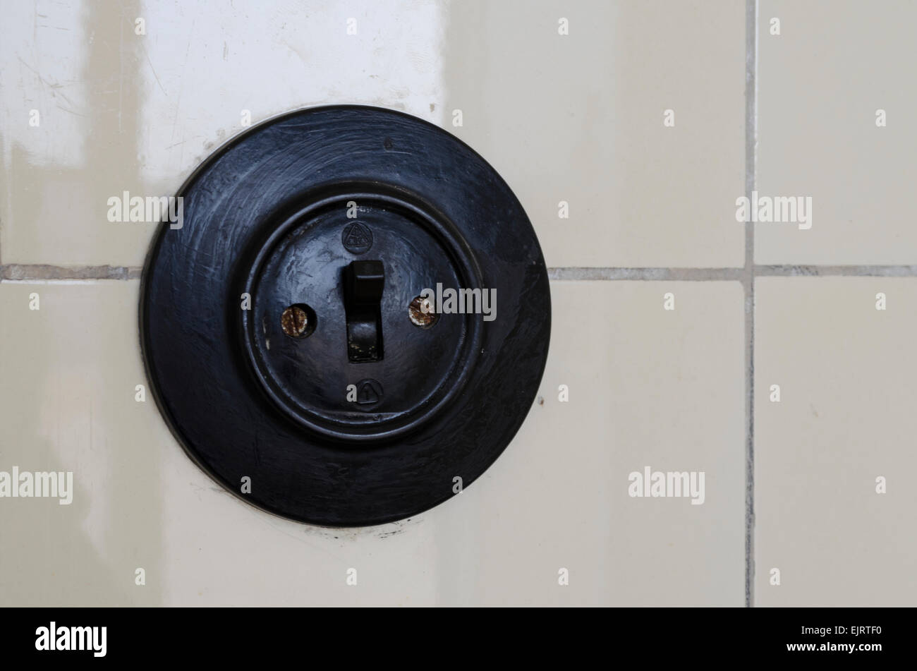 Alten altmodischen Lichtschalter Stockfoto