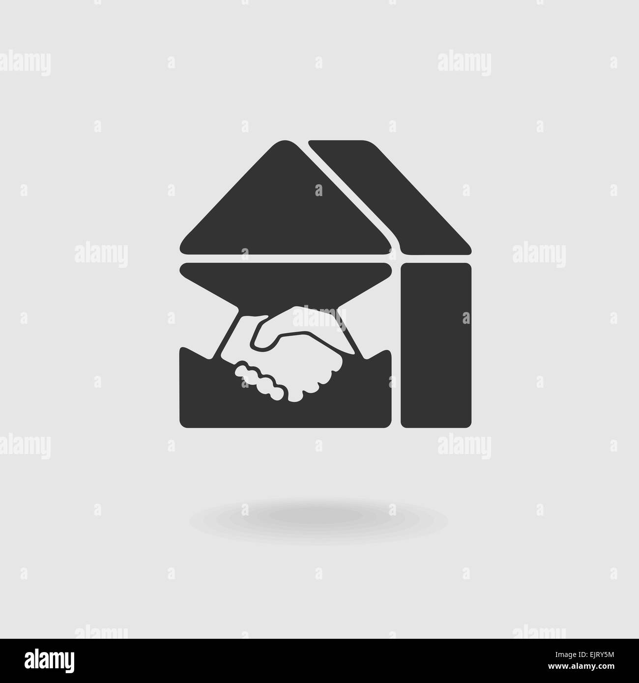 Symbol-Handshake und Immobilien Stockfoto
