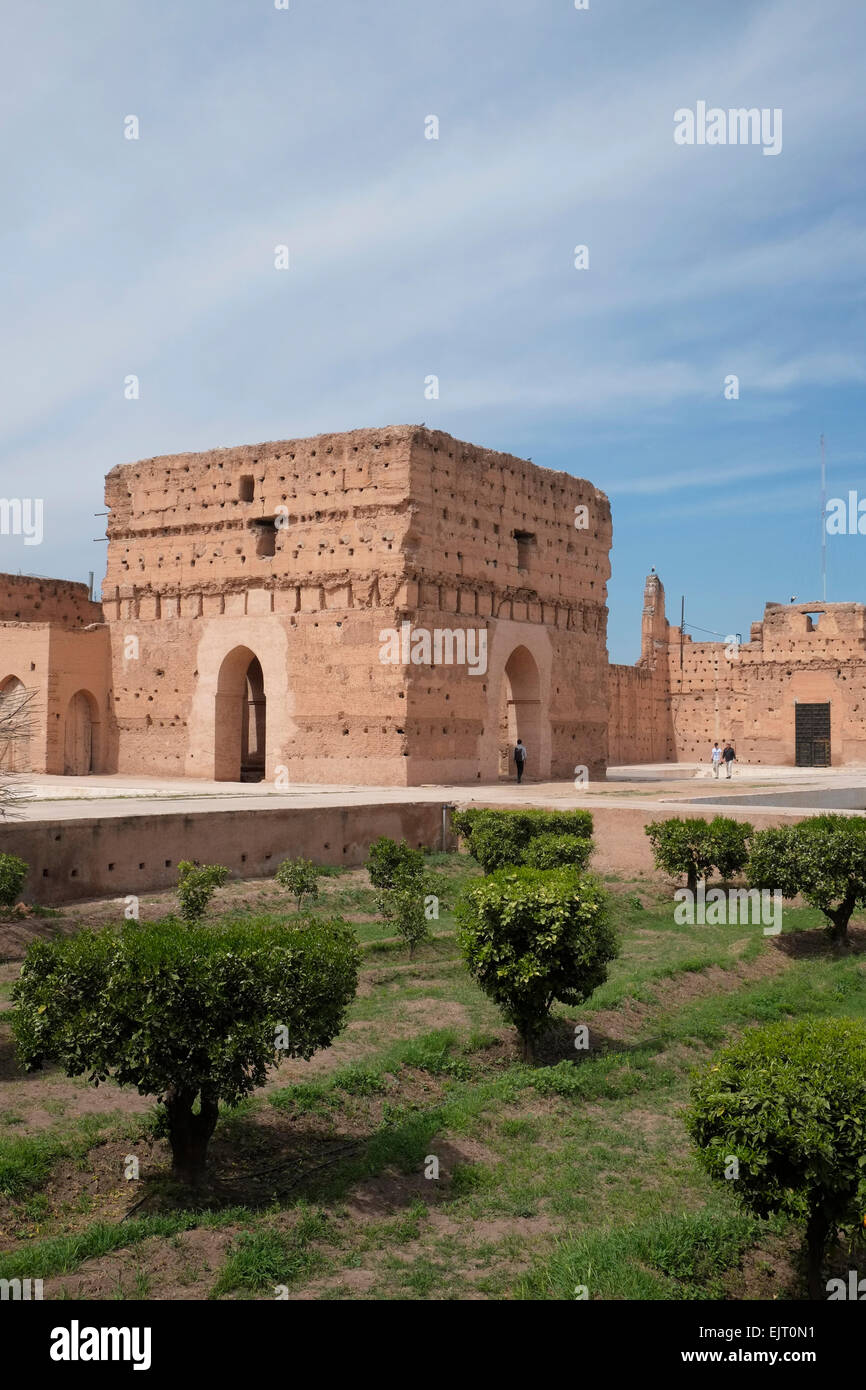 Der El Badi Palast in Marrakesch, Marokko, Nordafrika. Stockfoto