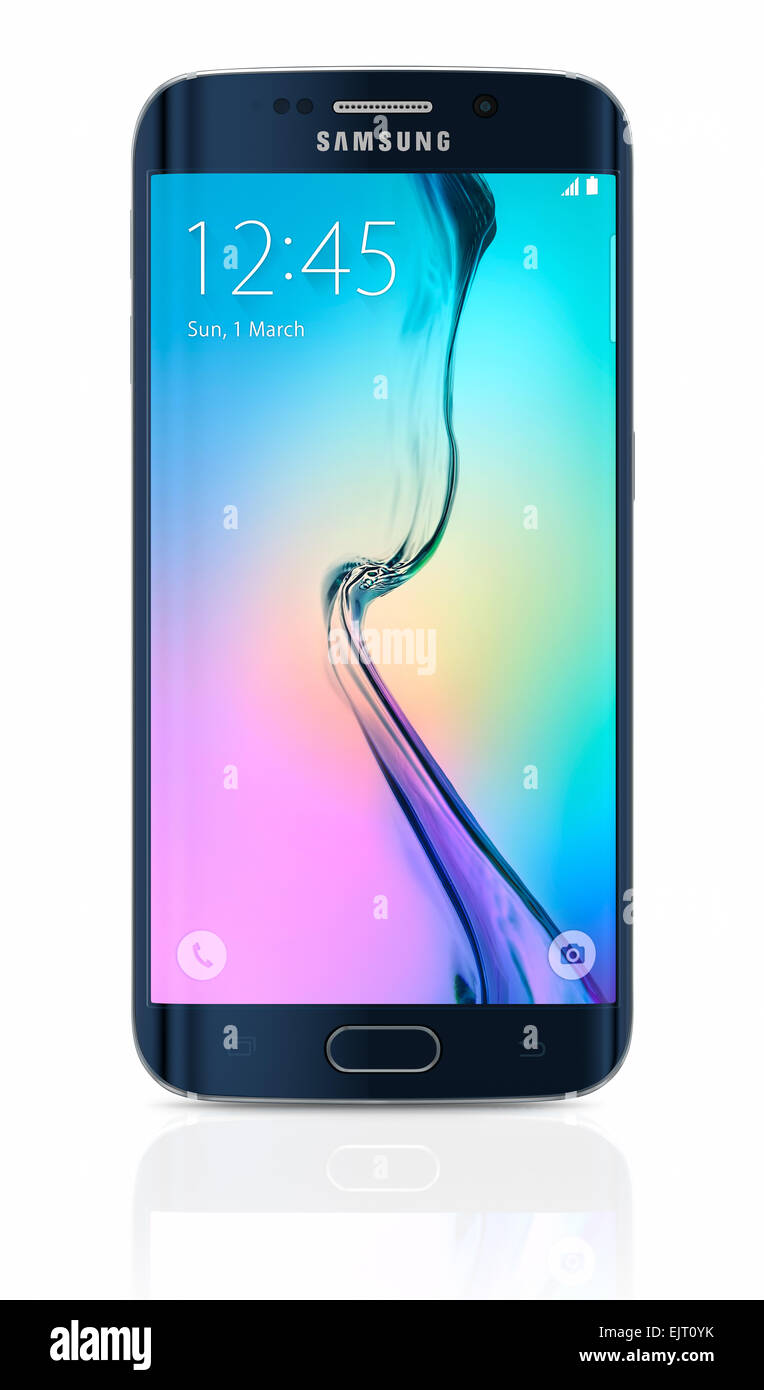 Samsung Galaxy S6 Edge ist das erste Gerät mit Dual-gebogene Glas-display Stockfoto
