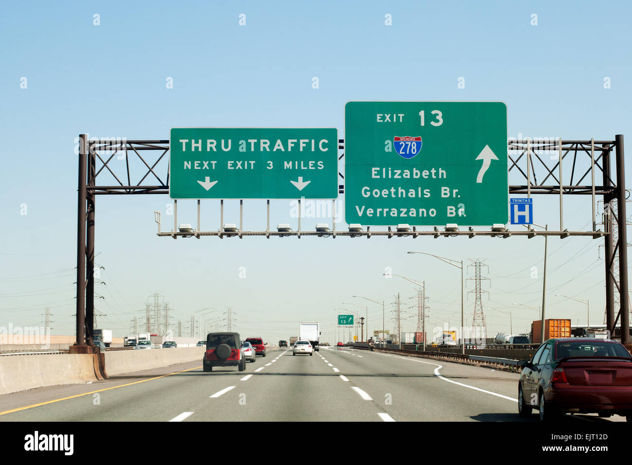 New Jersey Turnpike (Interstate i-95) Ausfahrt in New Jersey, USA Stockfoto