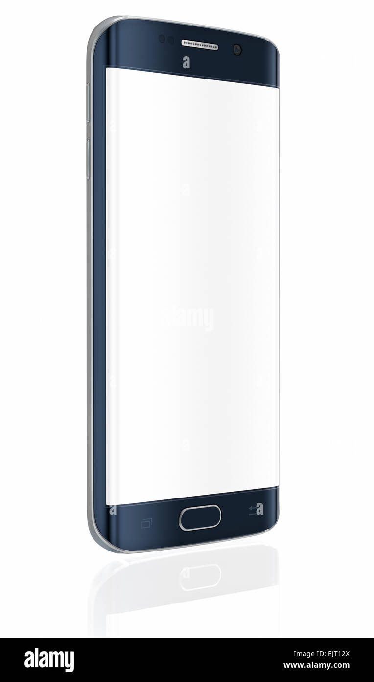 Smartphone-Rand mit leeren Bildschirm auf weißem Hintergrund Stockfoto