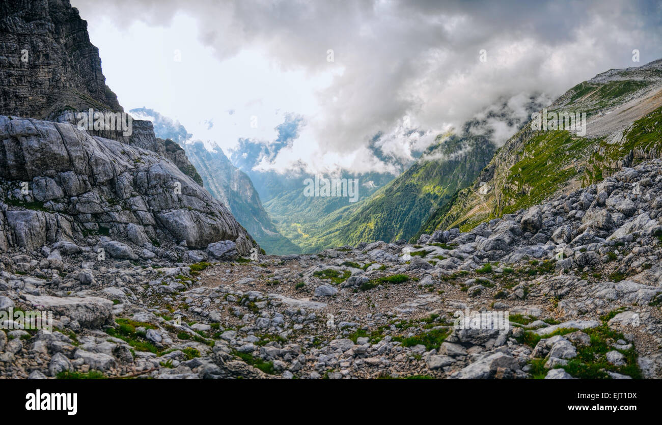 Malerischen Panoramablick auf Berge in den Julischen Alpen, Slowenien Stockfoto