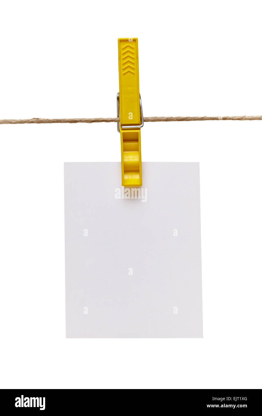 Notizpapier und Wäscheklammer Stockfoto
