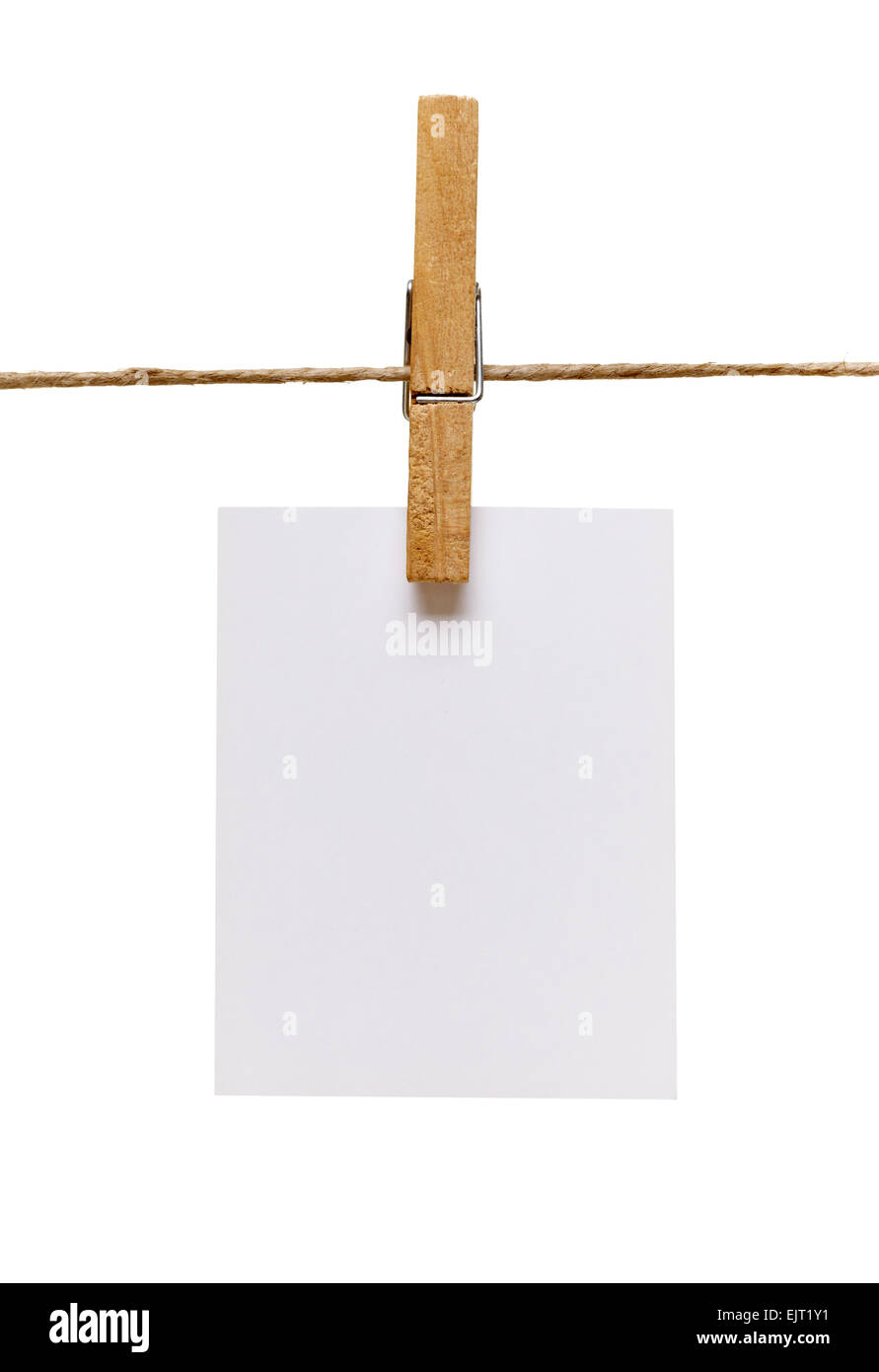Notizpapier und Wäscheklammer Stockfoto