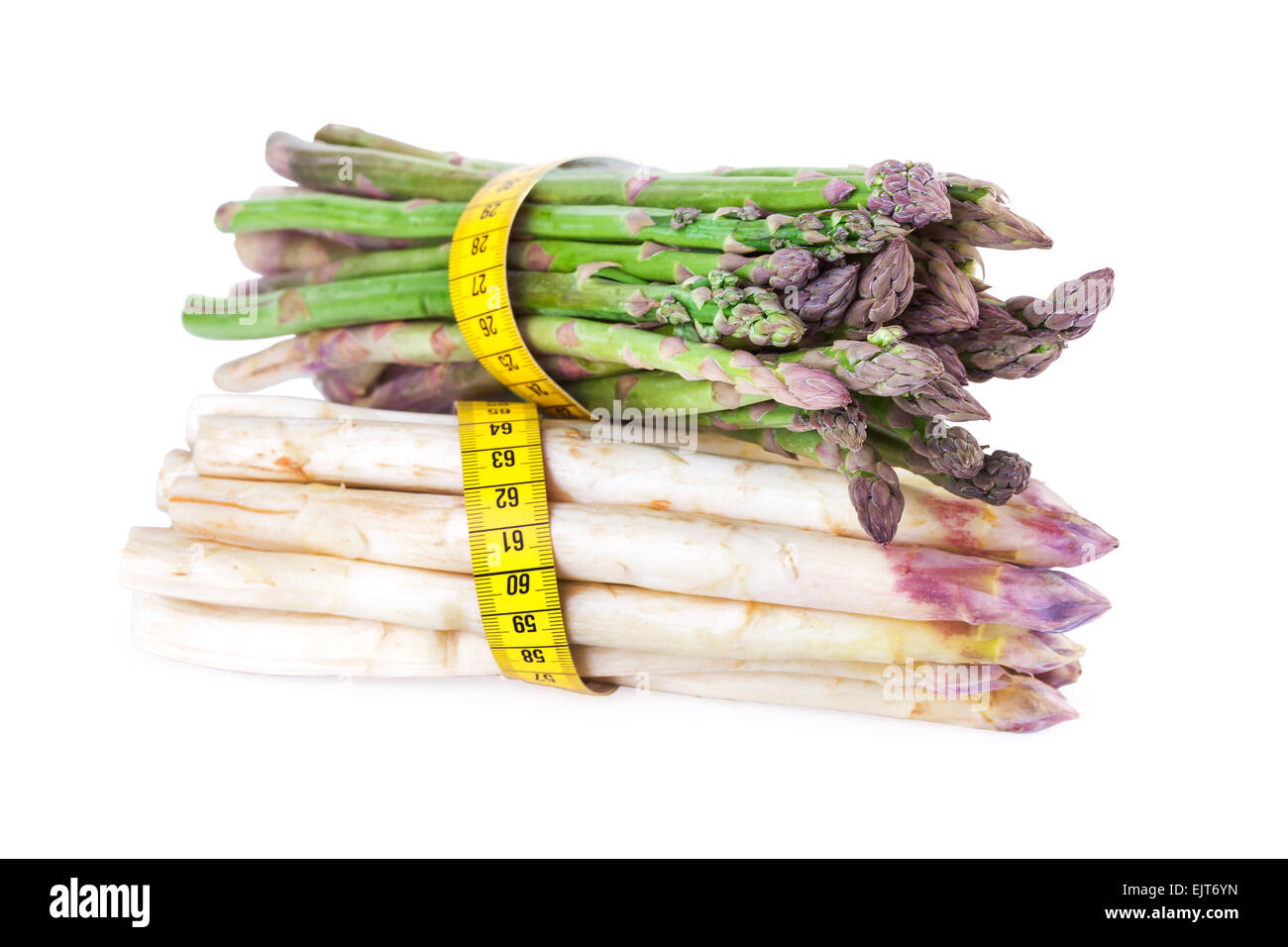 Frischer Spargel mit Maßband Stockfoto