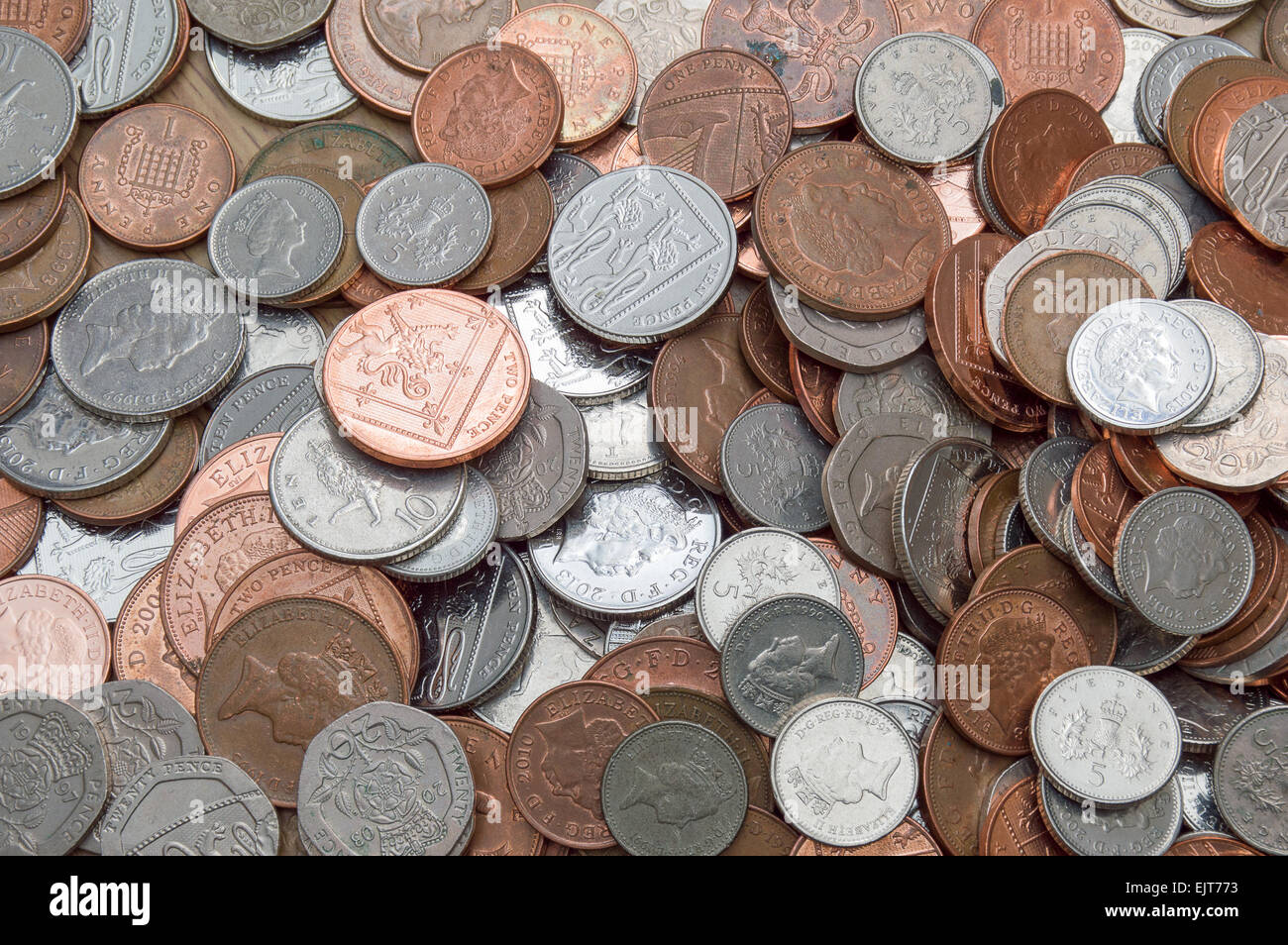Verschiedenen britischen Münzen Stockfoto