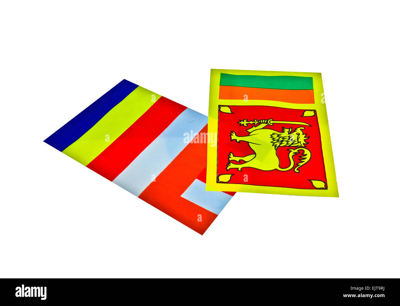 Sri Lanka National Flagge und buddhistische Flagge Stockfoto