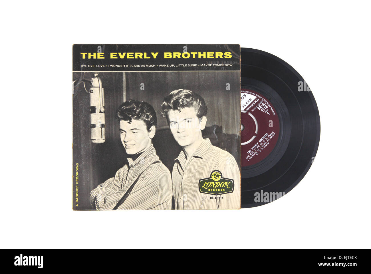 Vintage: extended Play Rekord von den Everly Brothers mit Bye Bye Love. Stockfoto