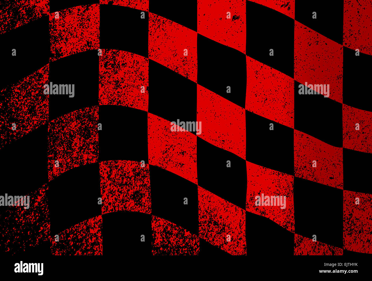Ein schmutziges rot und schwarz Grunge fx karierte Rennflagge Stockfoto