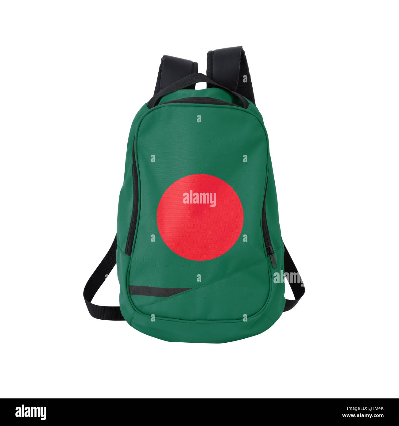 Bangladesh Flag Rucksack isolierten auf weißen Hintergrund. Zurück zum Schulkonzept. Ausbildung und Studium im Ausland. Reisen und Tourismus in Stockfoto