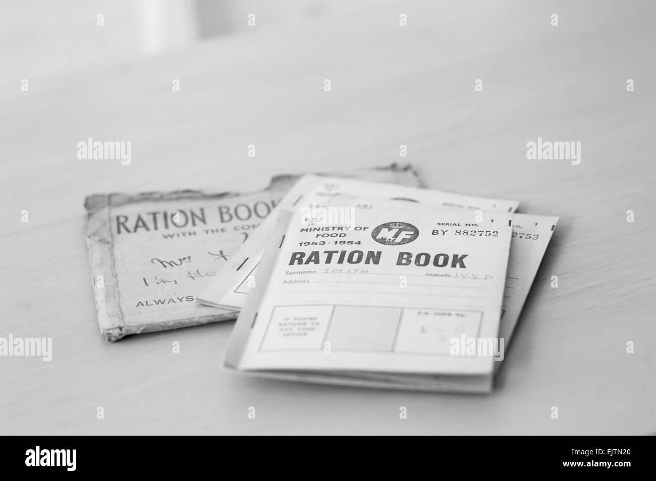 Ration Bücher aus den 50er Jahren. Stockfoto