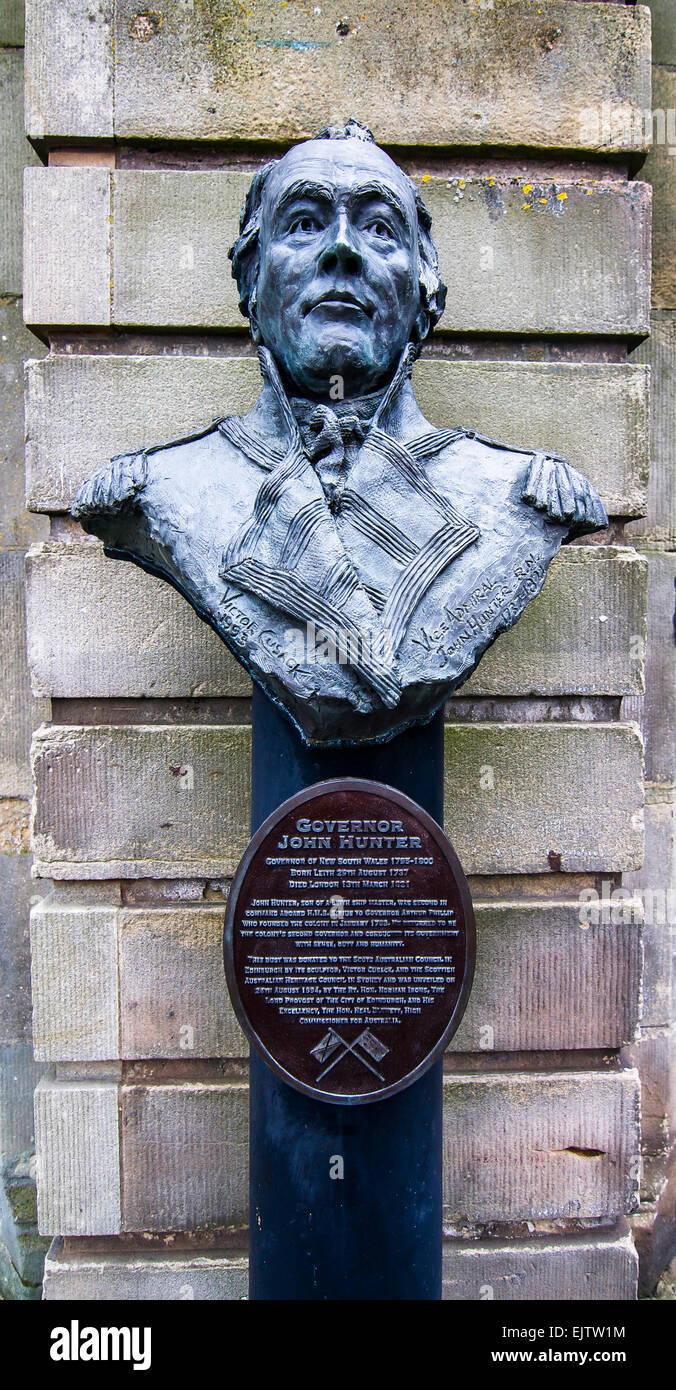 Gesehen in Leith in Edinburgh, Skulptur von Leith von 1795-1800 John Hunter, Gouverneur von New South Wales, Australien geboren. Stockfoto