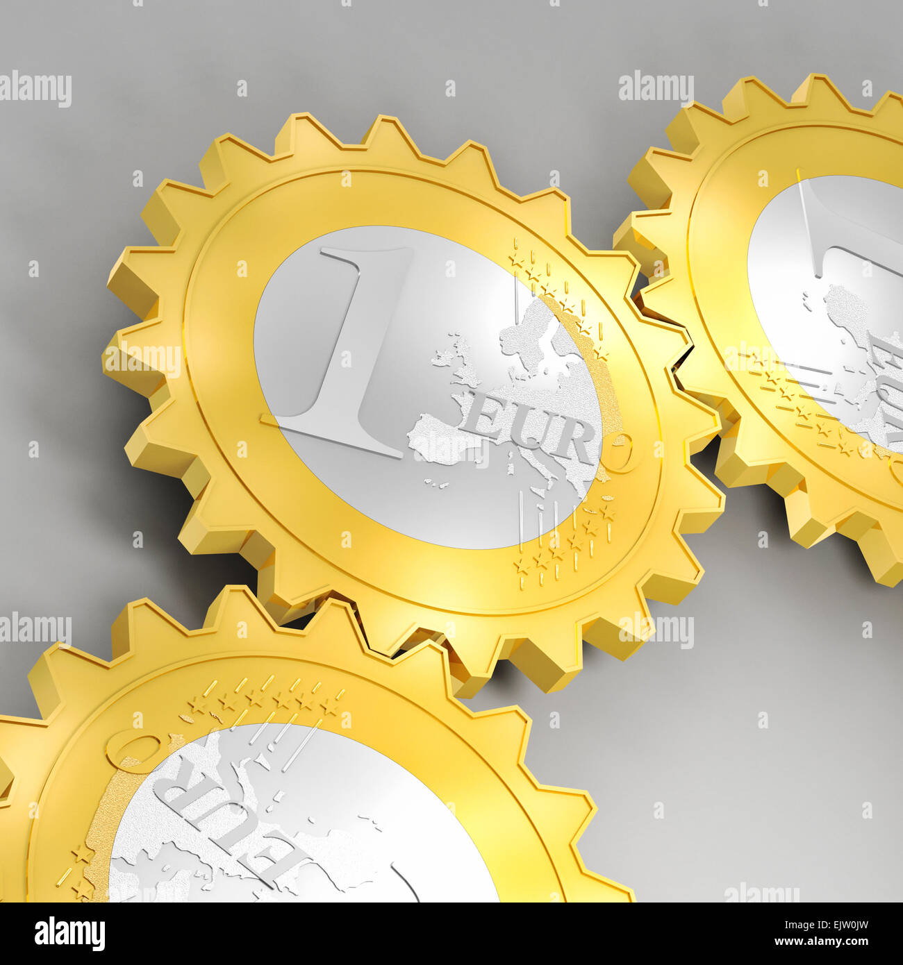 3D Bild des Getriebe-Euro-Münze Stockfoto