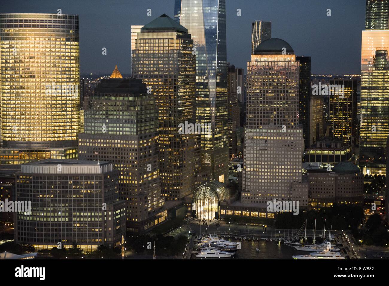 USA, New York State, New York City, Luftaufnahme von Manhattan und One World Trade Center Stockfoto