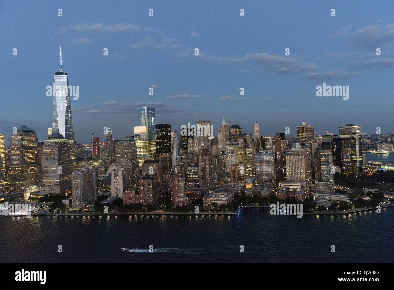 USA, New York State, New York City, Luftaufnahme von Manhattan und One World Trade Center Stockfoto