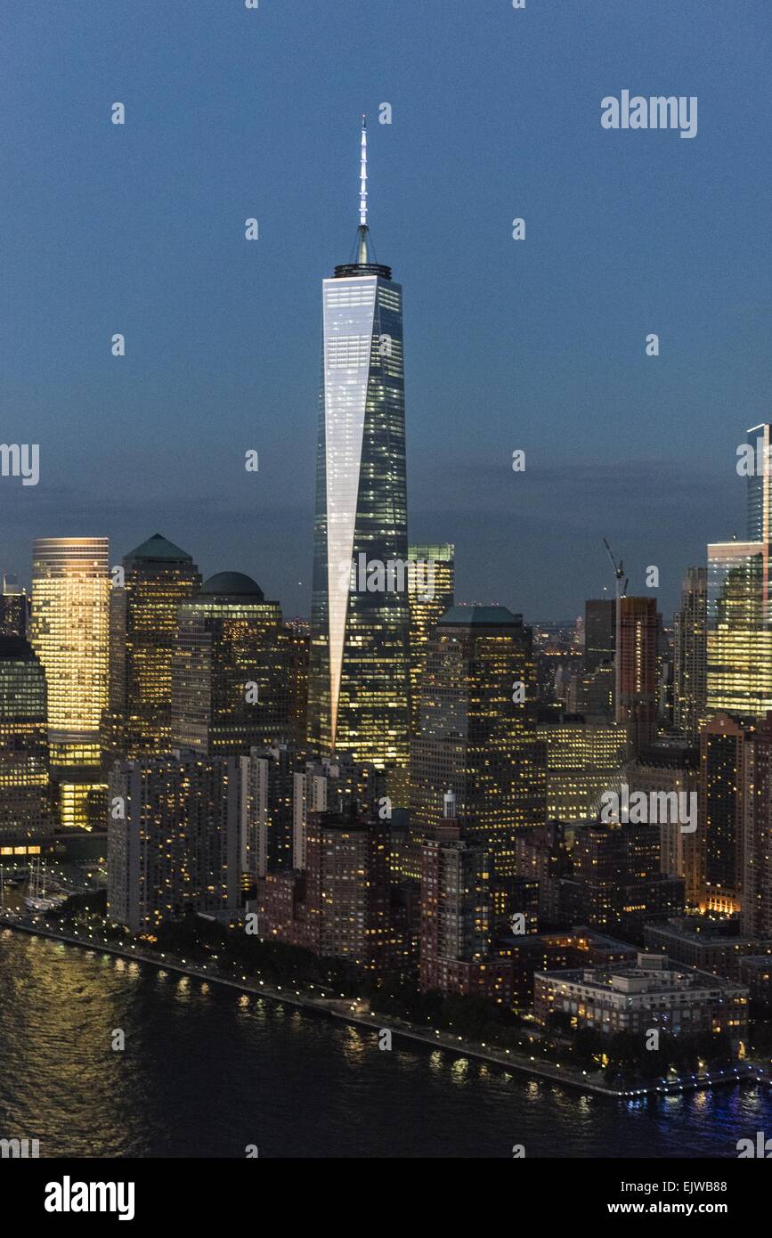 USA, New York State, New York City, Luftaufnahme von Manhattan und One World Trade Center Stockfoto