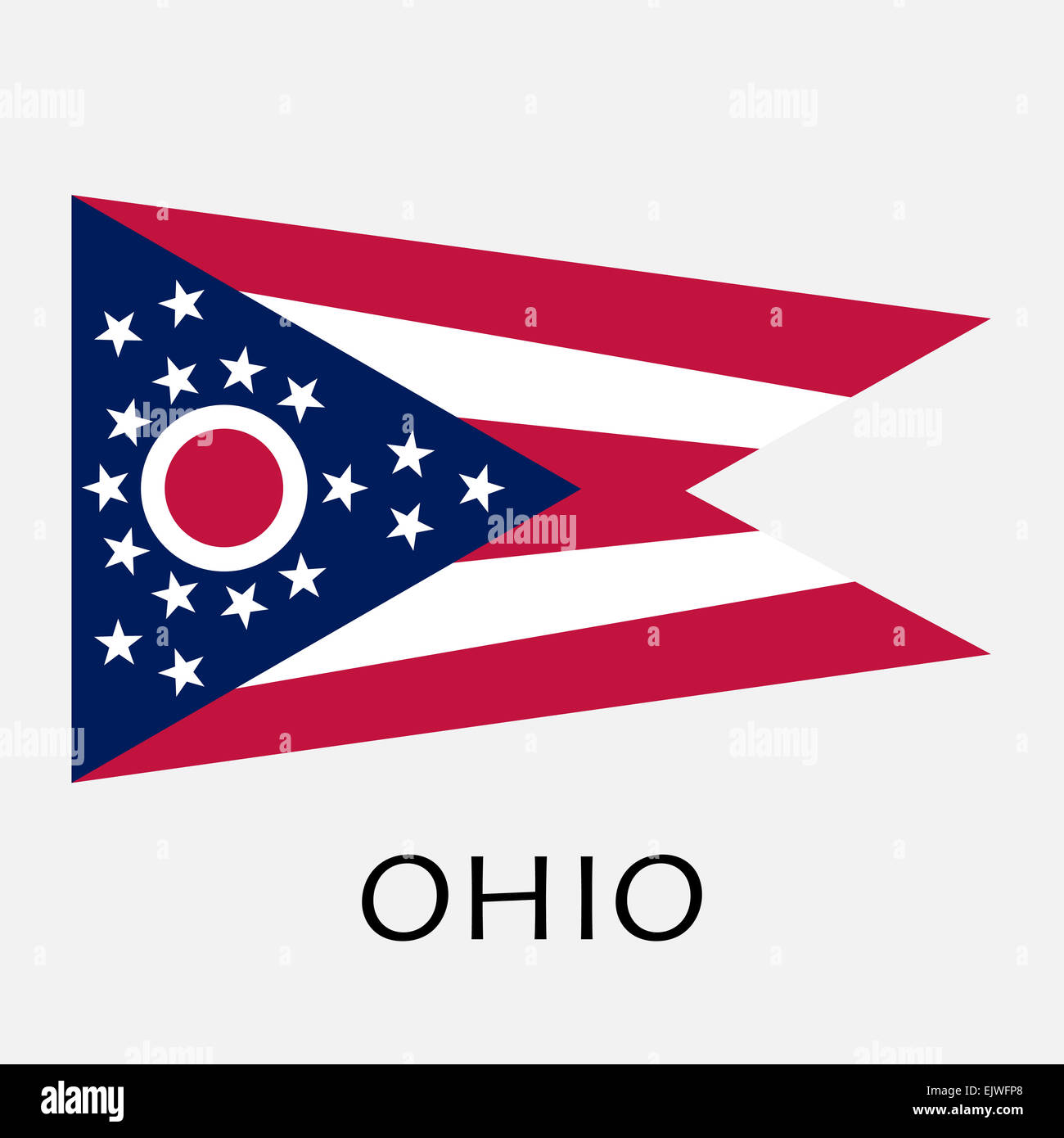 Ohio Staatsflagge von Amerika, isoliert auf weißem Hintergrund. Stockfoto