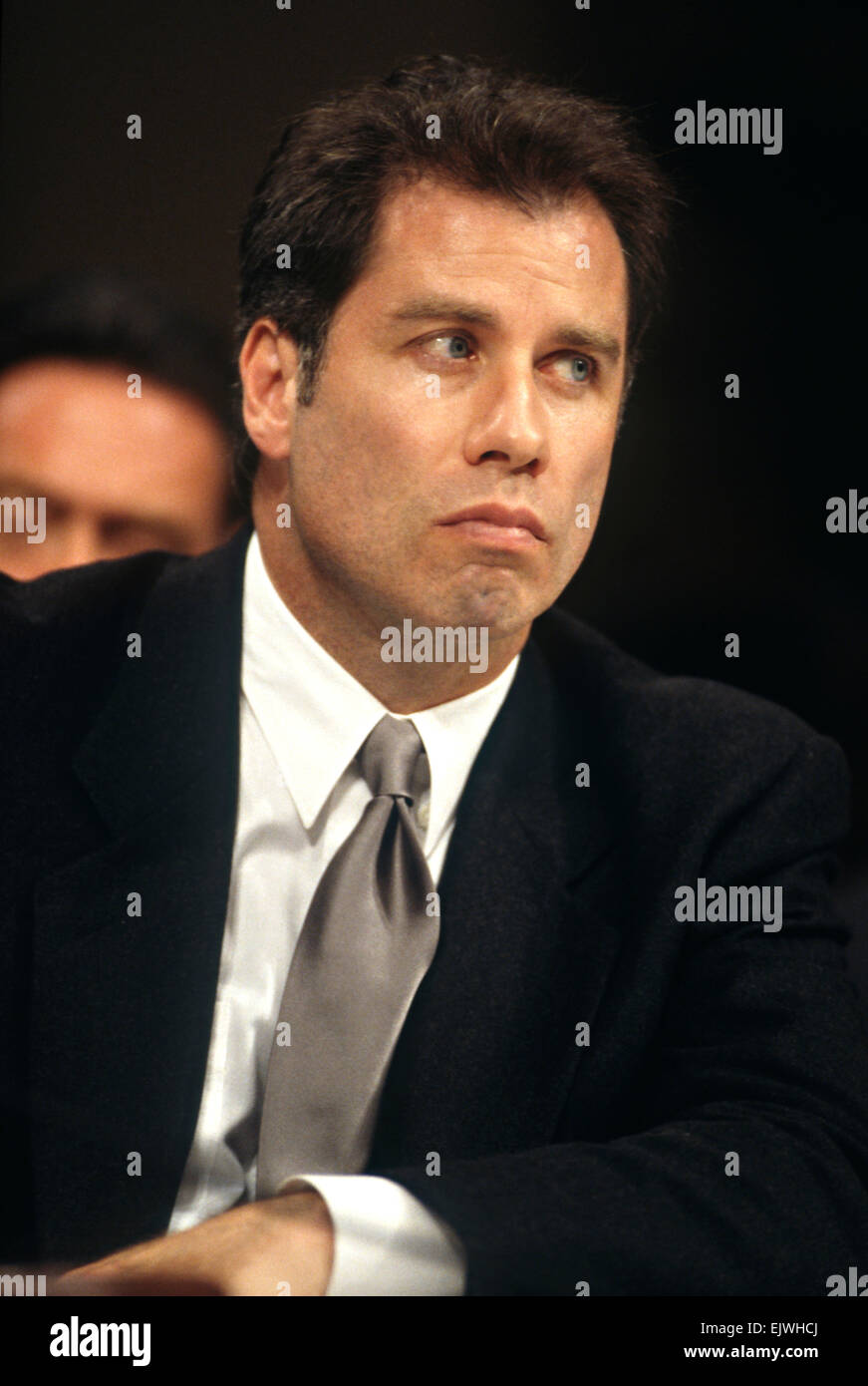 Schauspieler John Travolta spricht zur Unterstützung von Scientology bei Zeugnis im Kongress 18. September 1997 in Washington, DC. Stockfoto