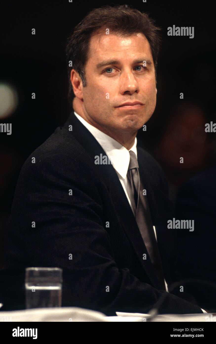 Schauspieler John Travolta spricht zur Unterstützung von Scientology bei Zeugnis im Kongress 18. September 1997 in Washington, DC. Stockfoto