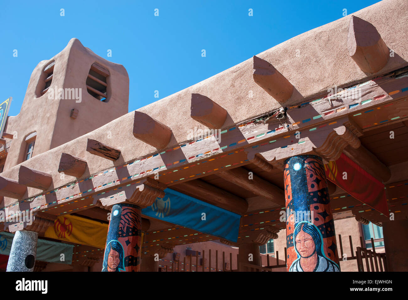 USA New Mexico NM Santa Fe Museum of Contemporary Native Arts äußere Detail Adobe Bau Stockfoto