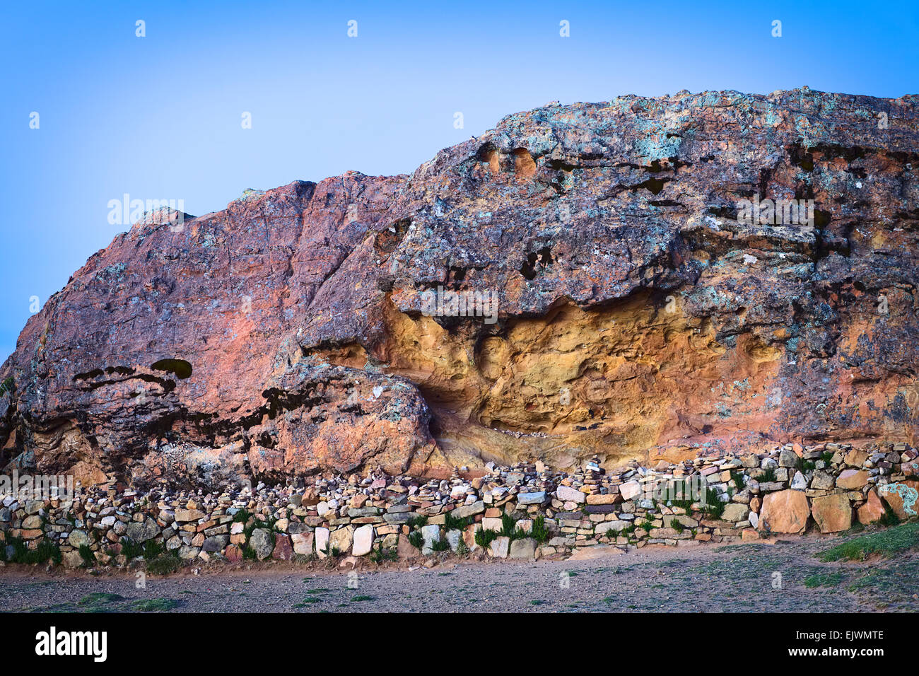 Der Felsen von der Puma (Titicaca) beliebte archäologische Stätte auf der Isla del Sol (Sonneninsel) im Titicacasee, Bolivien Stockfoto