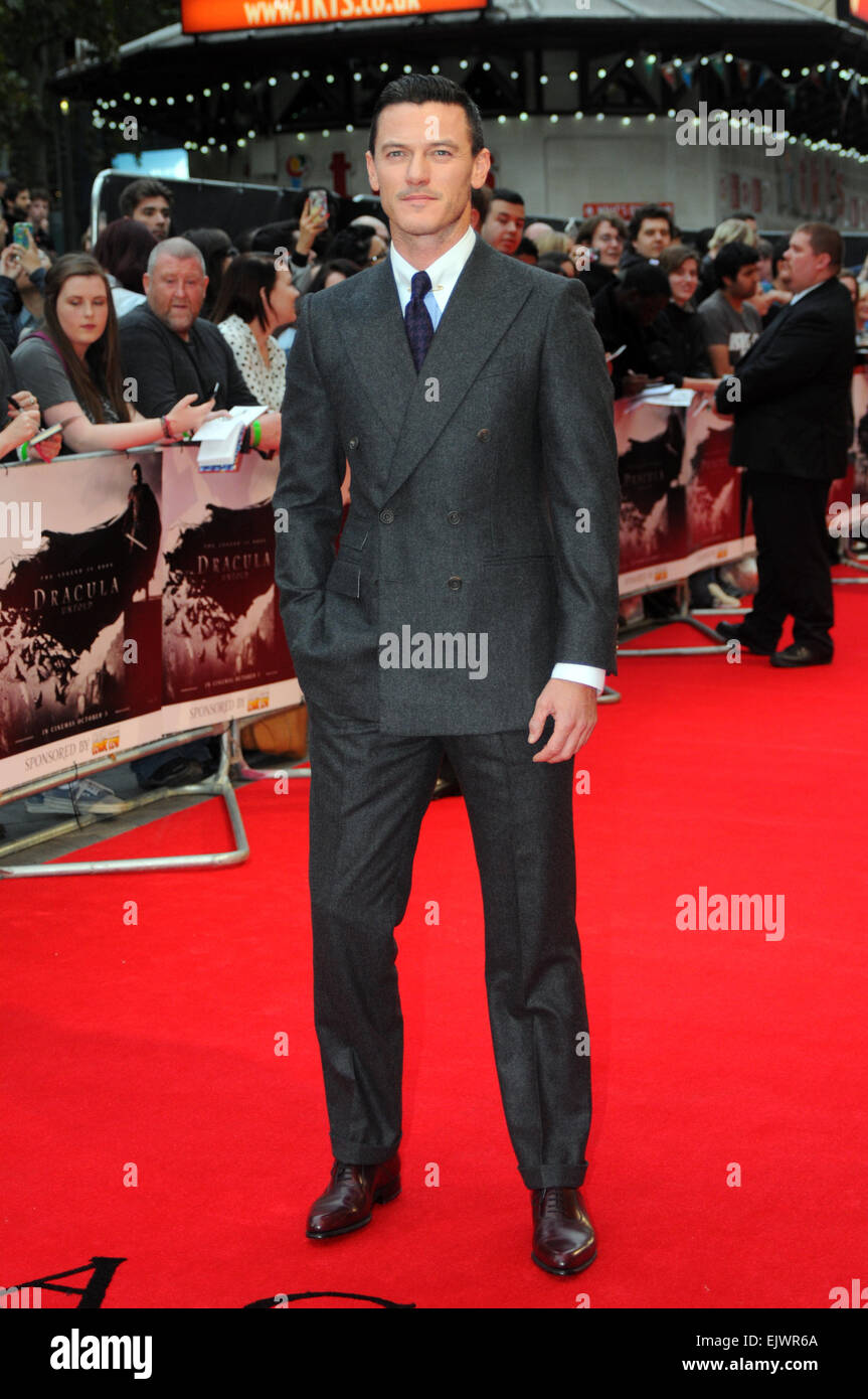 London, UK, 1. Oktober 2014 Luke Evans besucht Premiere Film Dracula Untold im Odeon Leicester Square West End in London. Stockfoto