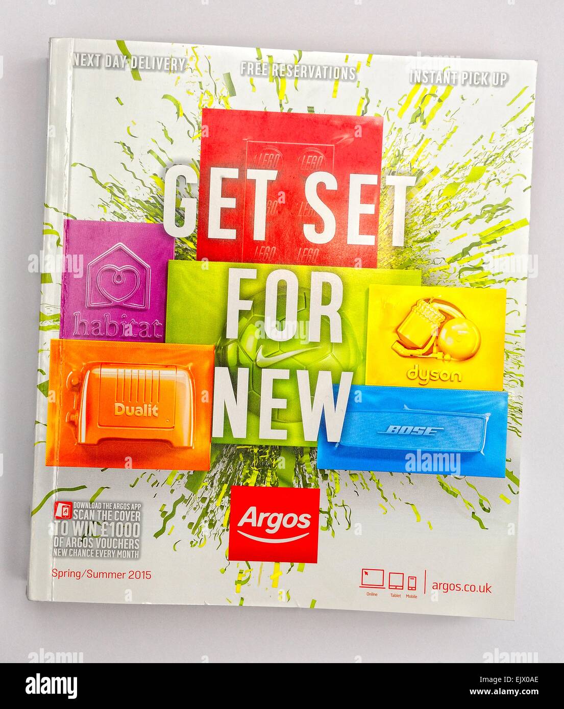 Vordere Abdeckung des Argos Katalog Stockfoto
