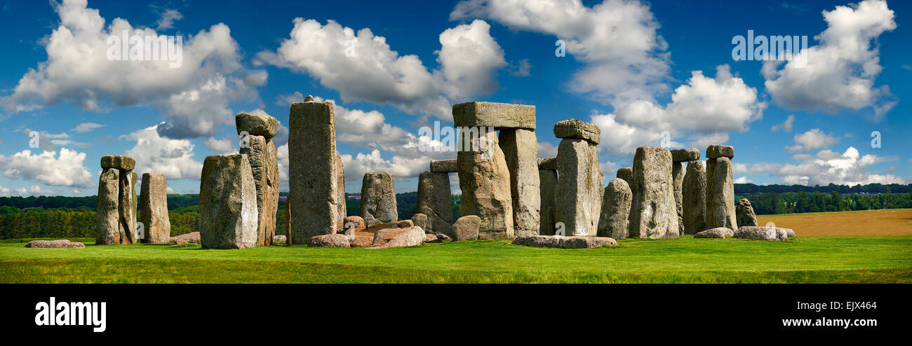 Stonehenge, Neolithikum antike Standing Stone Circle Denkmal, UNESCO-Weltkulturerbe, Wiltshire, England, Vereinigtes Königreich Stockfoto