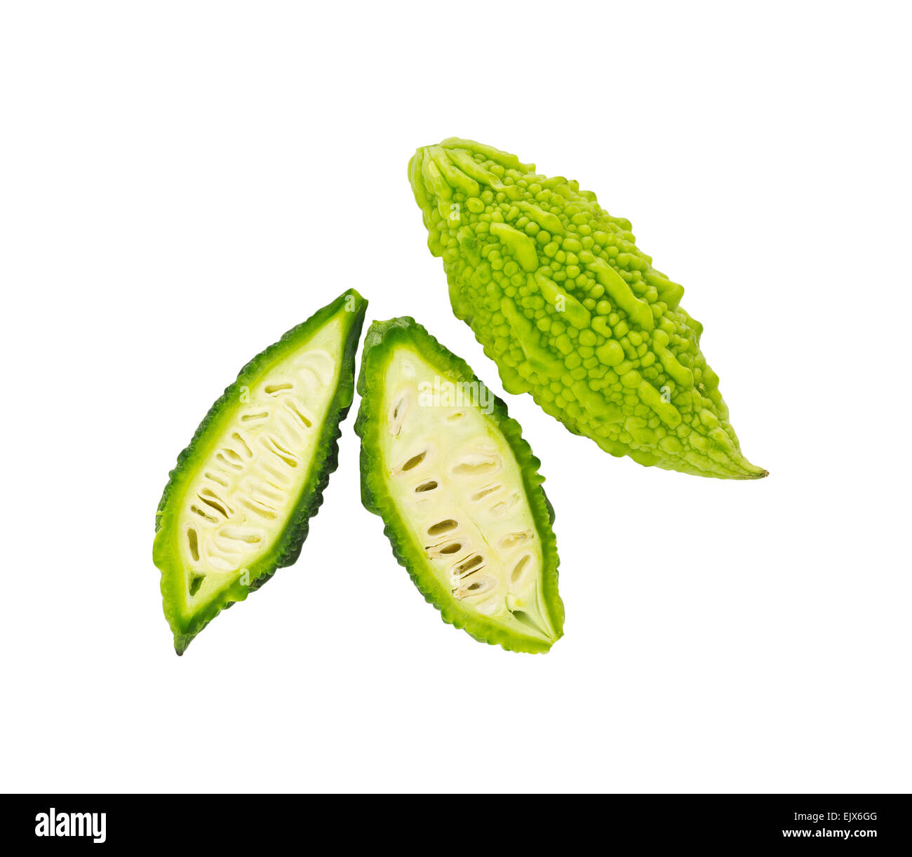 Momordica Charantia, bittere Melone, Bittermelone, Carilla Obst, Balsam Apfel, Balsambirne oder bittere Gurke Stockfoto