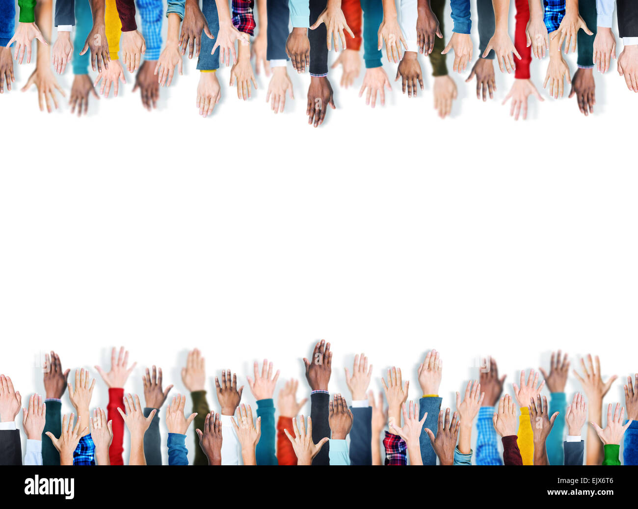 Multiethnische Gruppe von Handzeichen Stockfoto