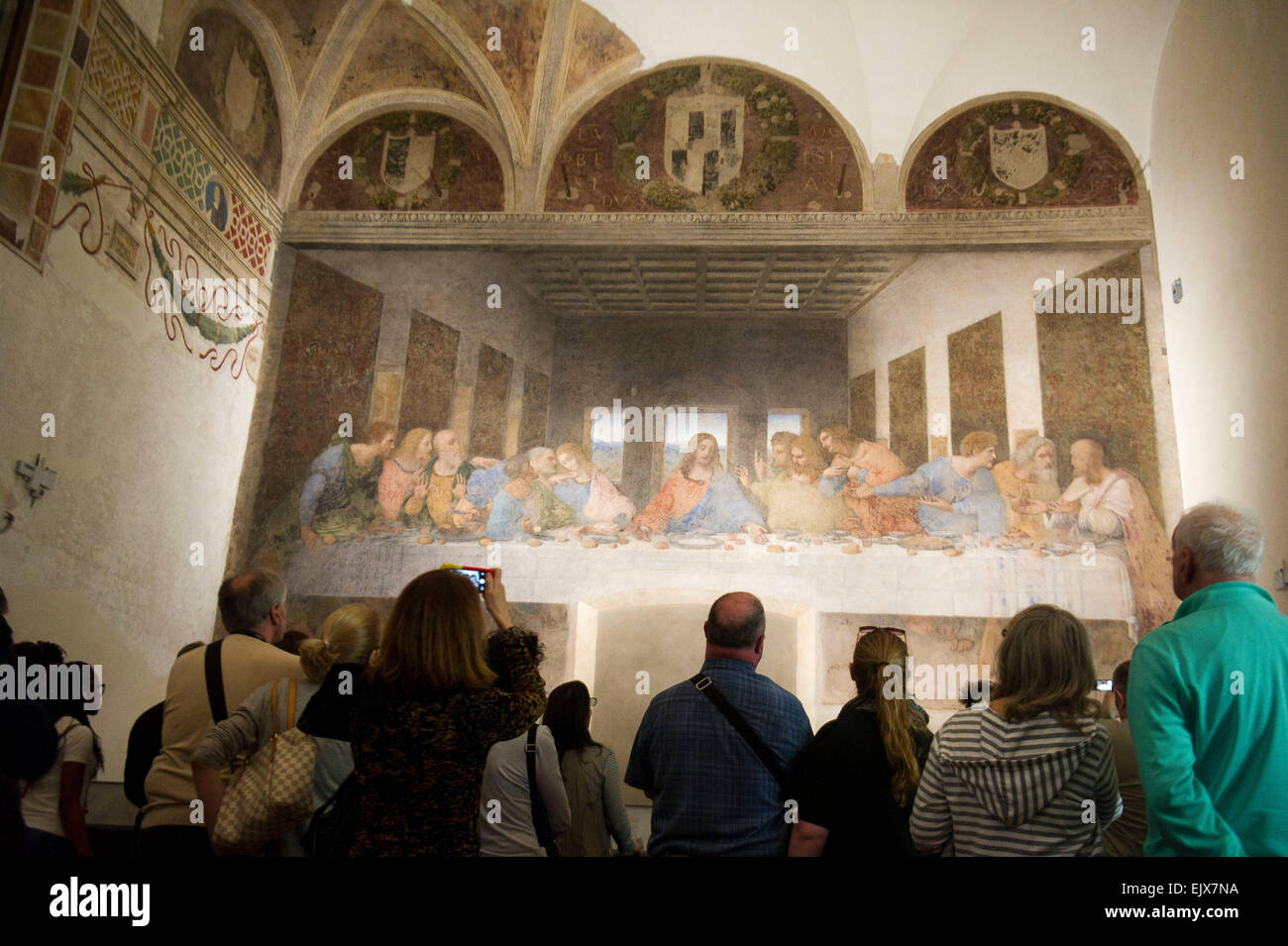 Italien, Mailand, Cenacolo Vinciano, Last Supper, neue LED-Beleuchtung von Guzzini Stockfoto