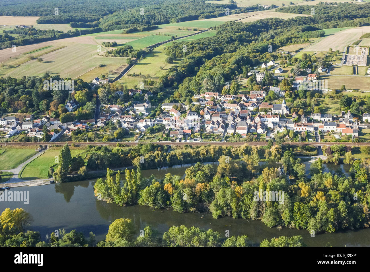 Chisseaux Dorf im Tal Loire, Frankreich aus der Luft Stockfoto