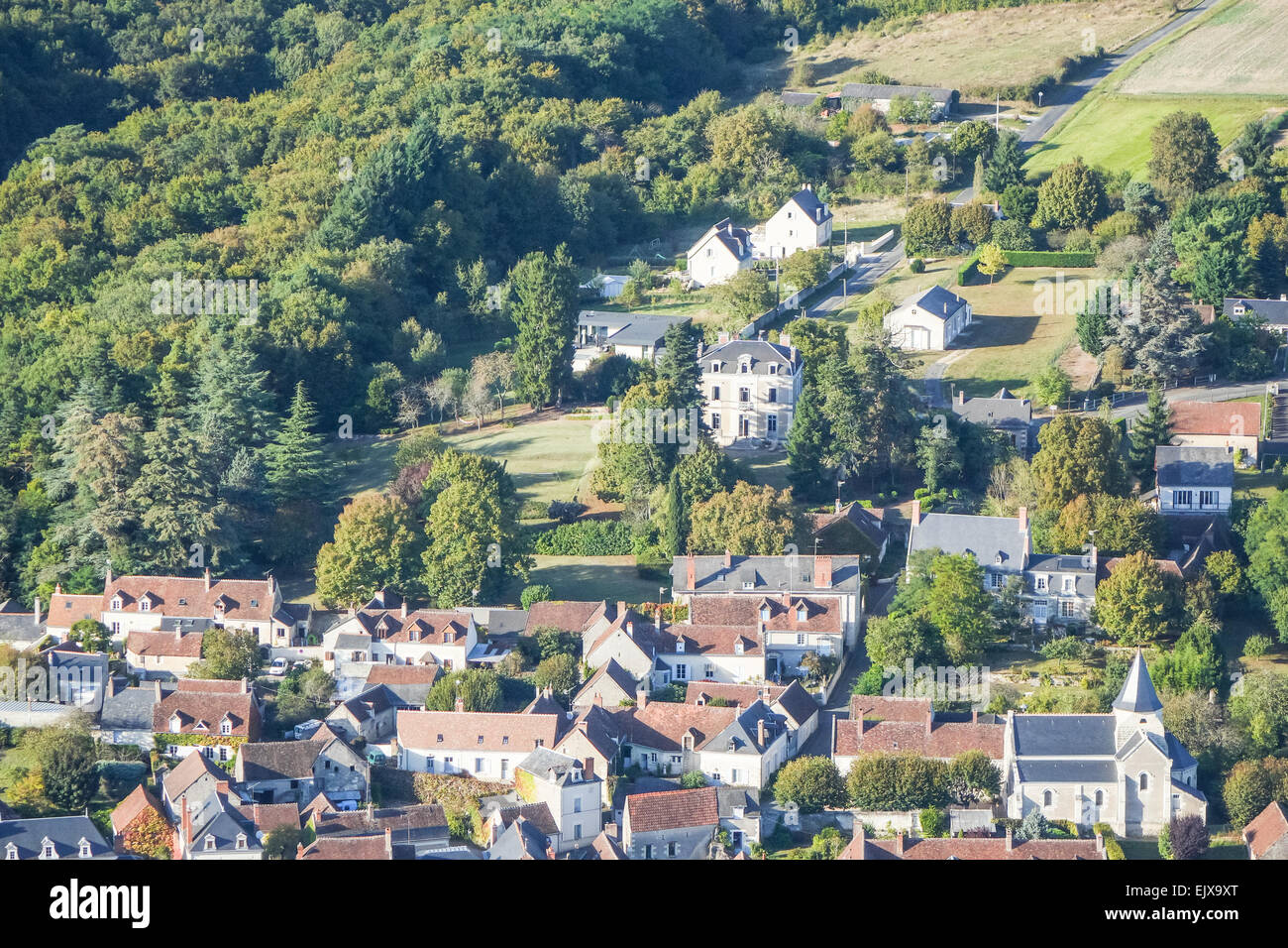 Chisseaux Dorf im Tal Loire, Frankreich aus der Luft Stockfoto