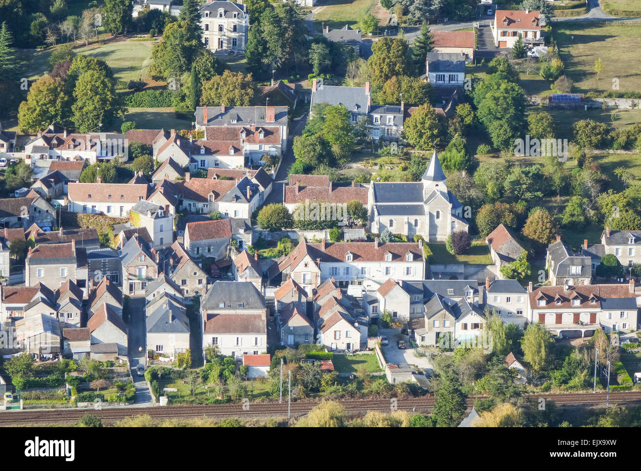 Chisseaux Dorf im Tal Loire, Frankreich aus der Luft Stockfoto