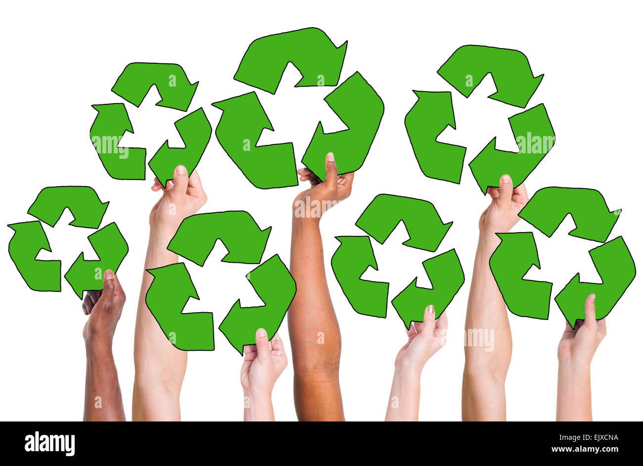 Menschen mit Recycling Symbol und Konzepte Stockfoto