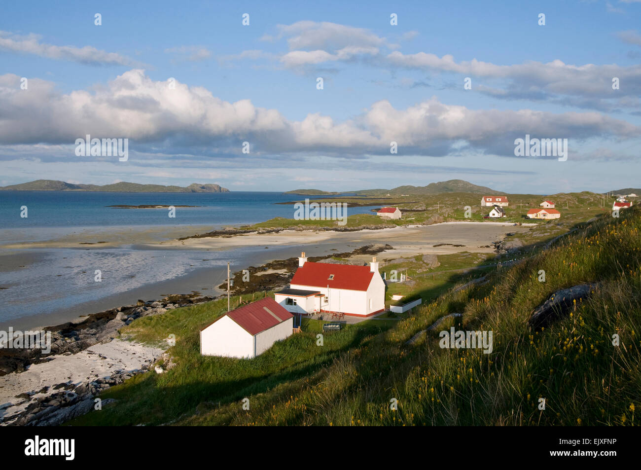 Strand in Barra Barra Eoligarry durch Flughafen cottages Stockfoto