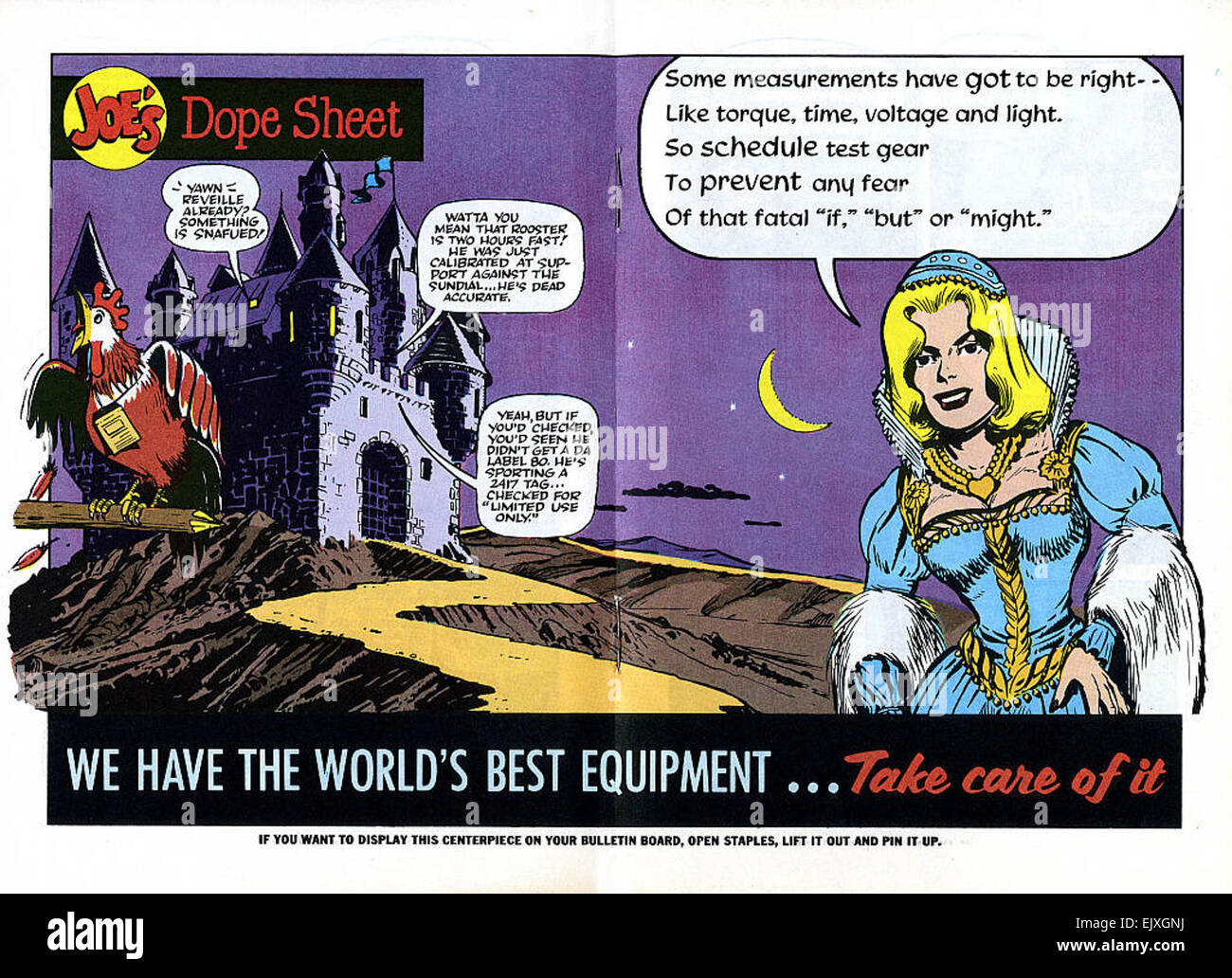 *Joe's Dope Sheet* war eine Comic-Serie, die von will Eisner während des Zweiten Weltkriegs für die US-Armee geschaffen wurde. Es zeigte die Figur Joe Dope, die Soldaten durch Humor und Illustration lehrreiches Material über Wartung und Ausrüstung zur Verfügung stellte. Eisner führte von 1951 bis 1972 Regie beim *PS Magazine*. Stockfoto