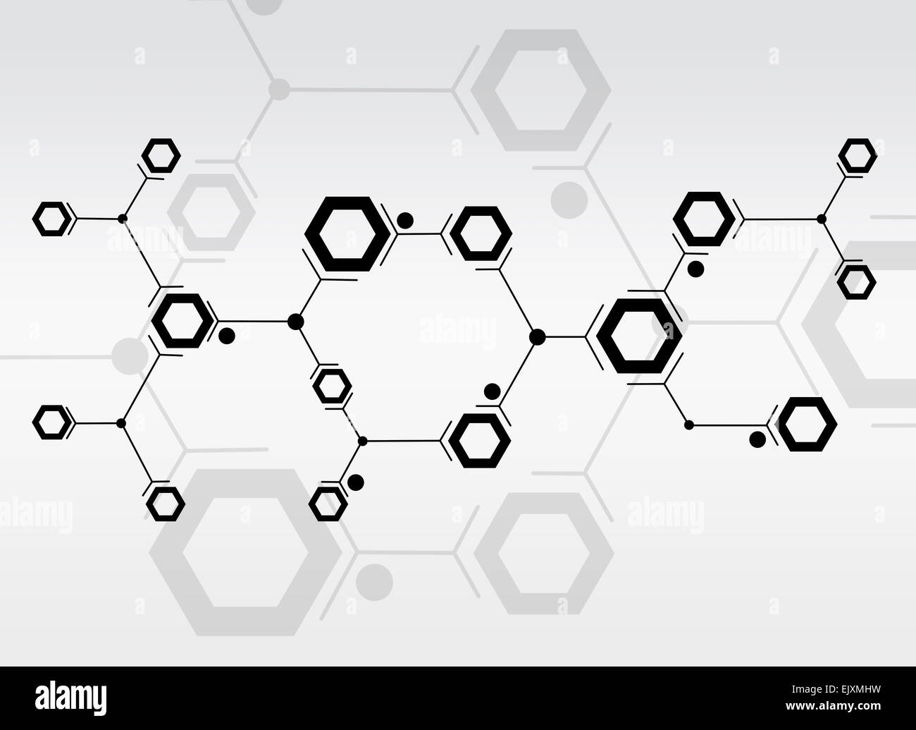 Abstrakte Komposition von schwarzen Linien und Sechsecke Stockfoto