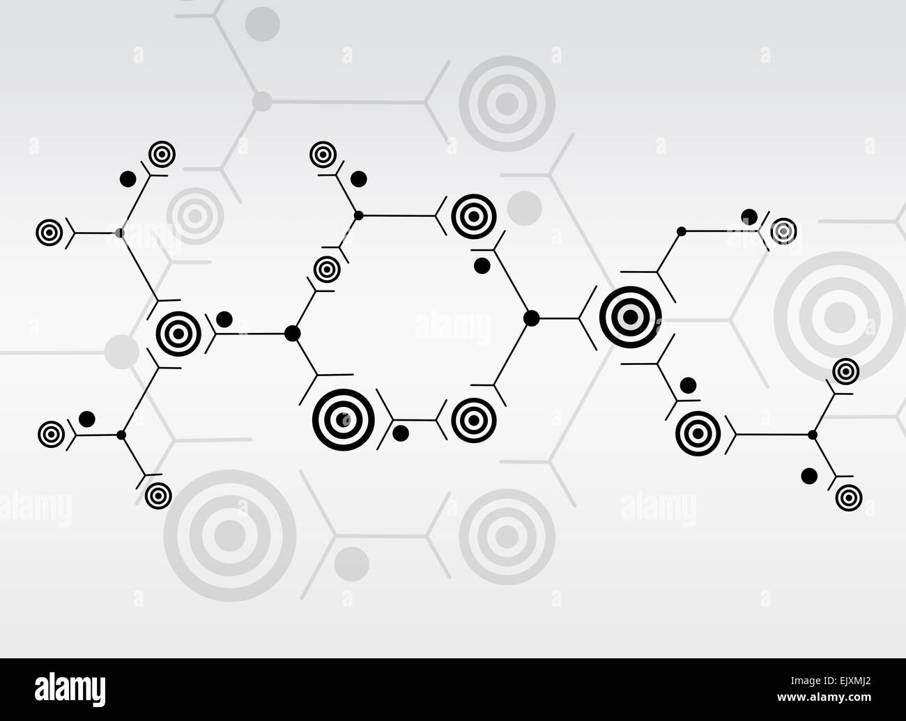 Abstrakte Komposition von schwarzen Linien und Kreise Stockfoto