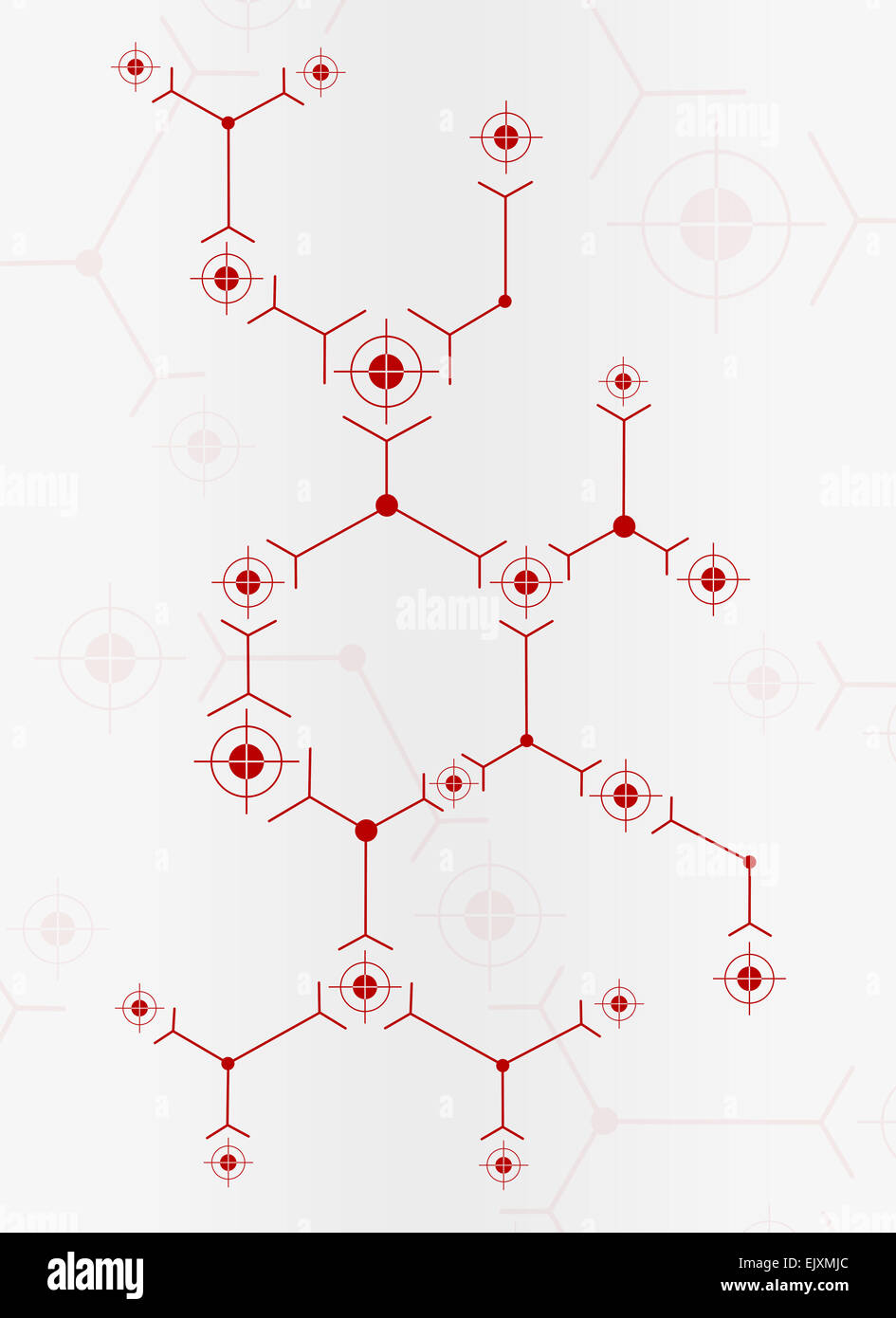 Abstrakte Komposition von roten Linien und Sehenswürdigkeiten Stockfoto