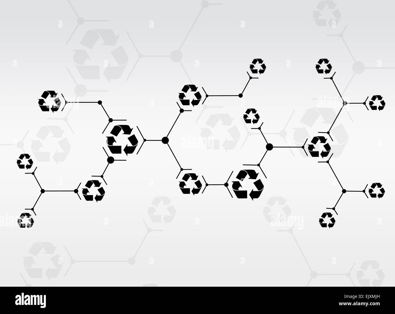 Abstrakte Komposition von schwarzen Linien und recycling Zeichen Stockfoto