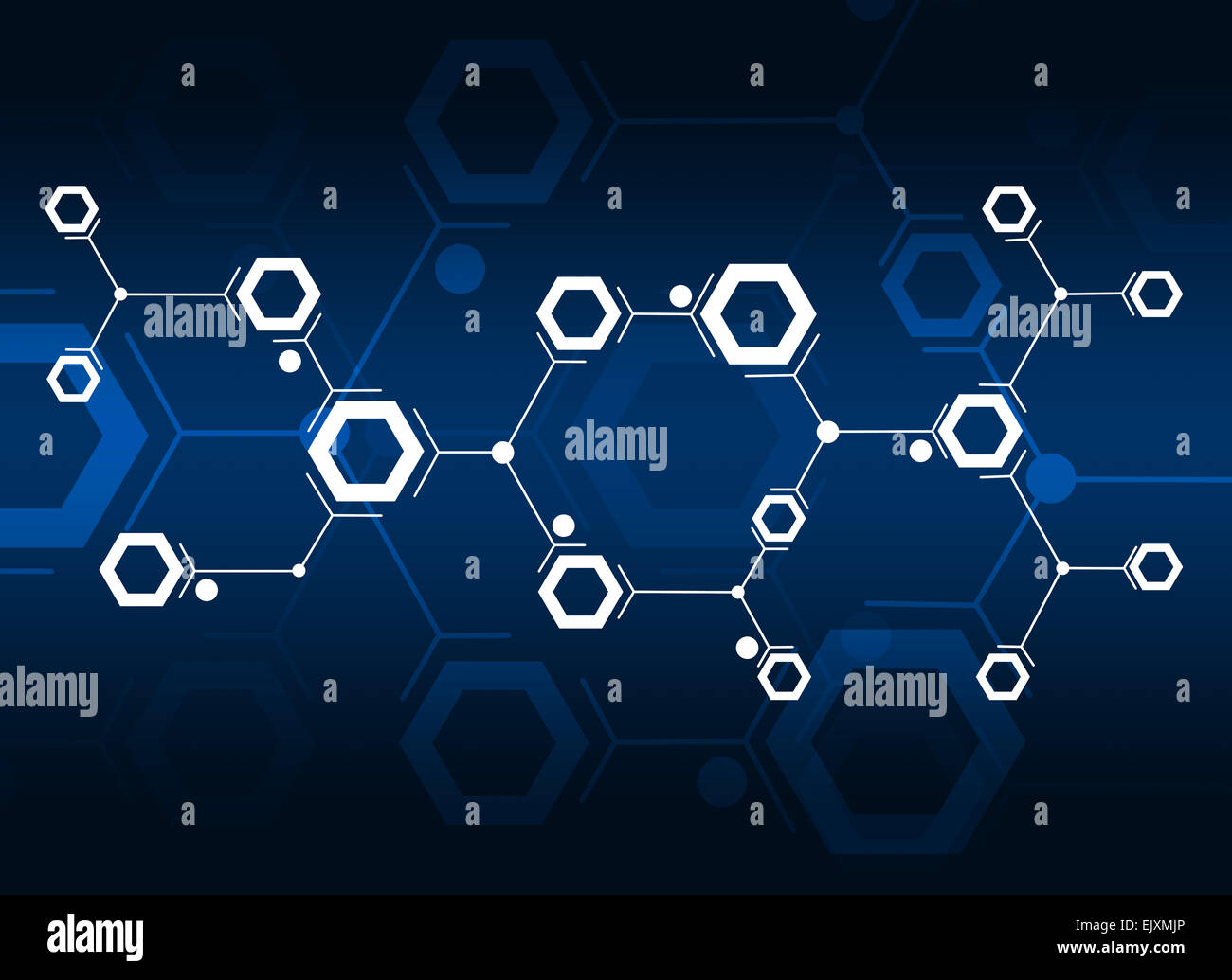 Abstrakte Komposition von weißen Linien und Sechsecke Stockfoto
