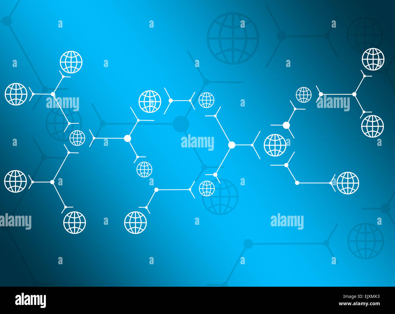 Abstrakte Komposition von Linien und Globen Stockfoto