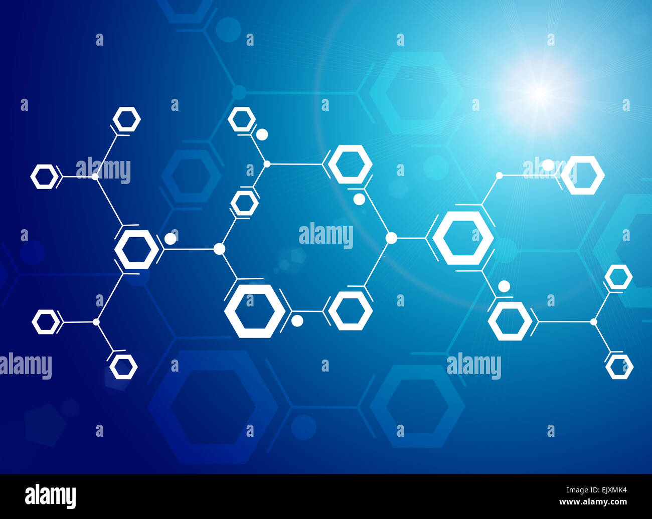 Abstrakte Komposition von weißen Linien und Sechsecke Stockfoto