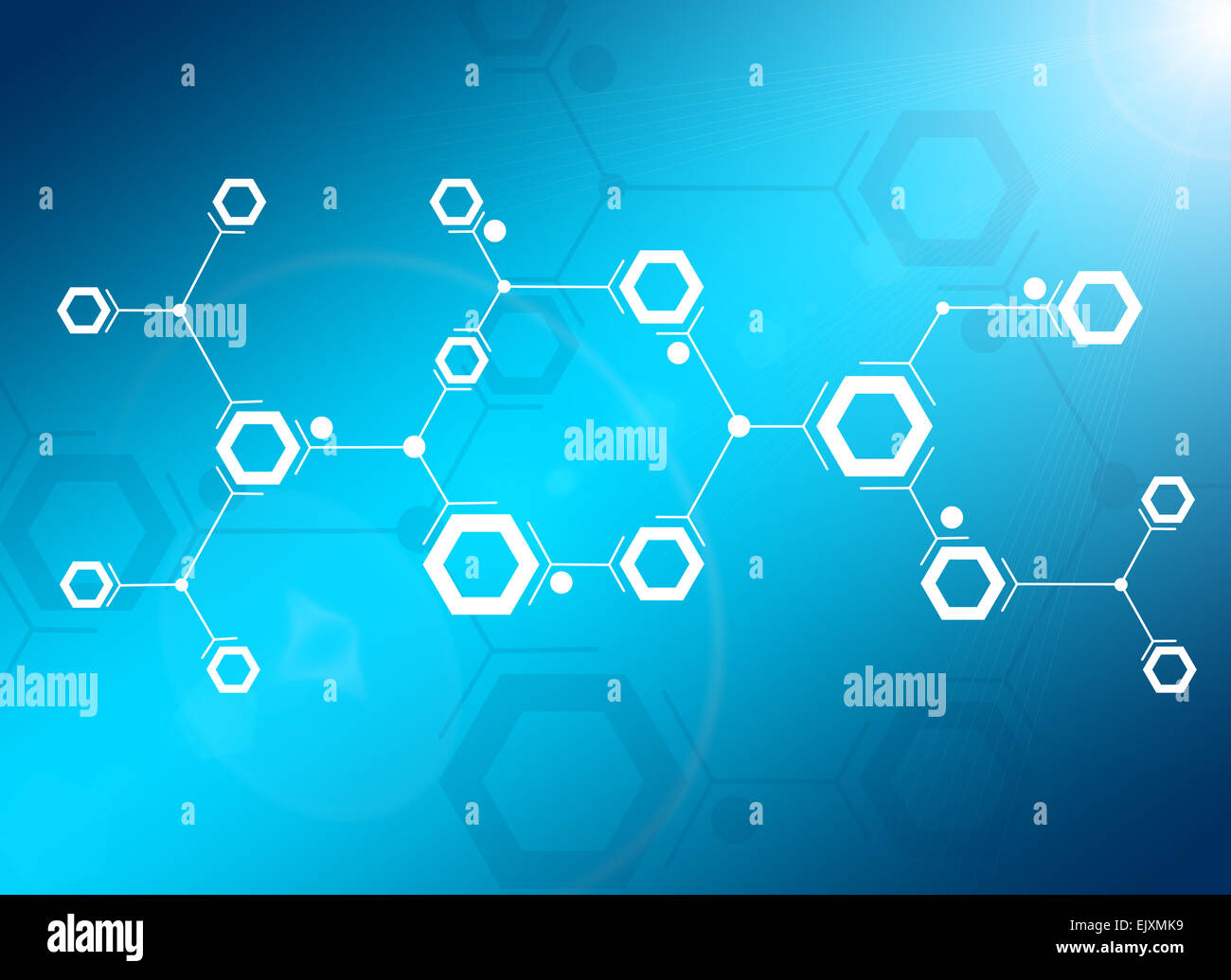 Abstrakte Komposition von weißen Linien und Sechsecke Stockfoto