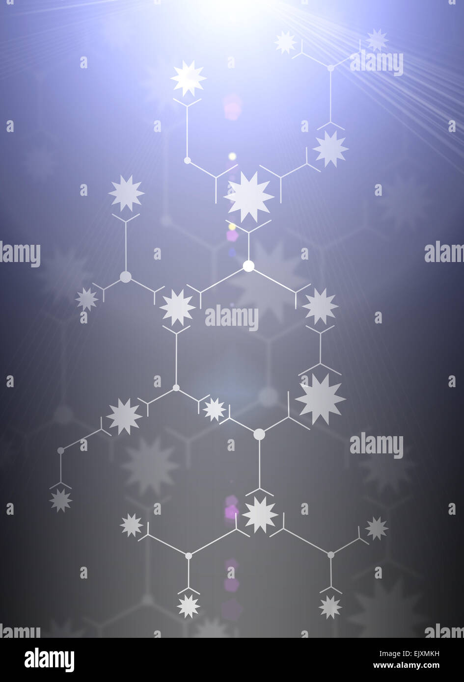 Abstrakte Komposition von weißen Linien und Sternen Stockfoto