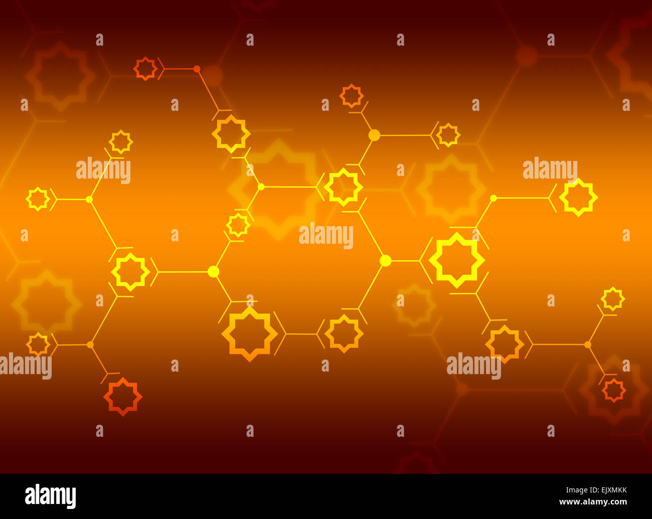 Abstrakte Komposition von orange Linien und Sterne Stockfoto