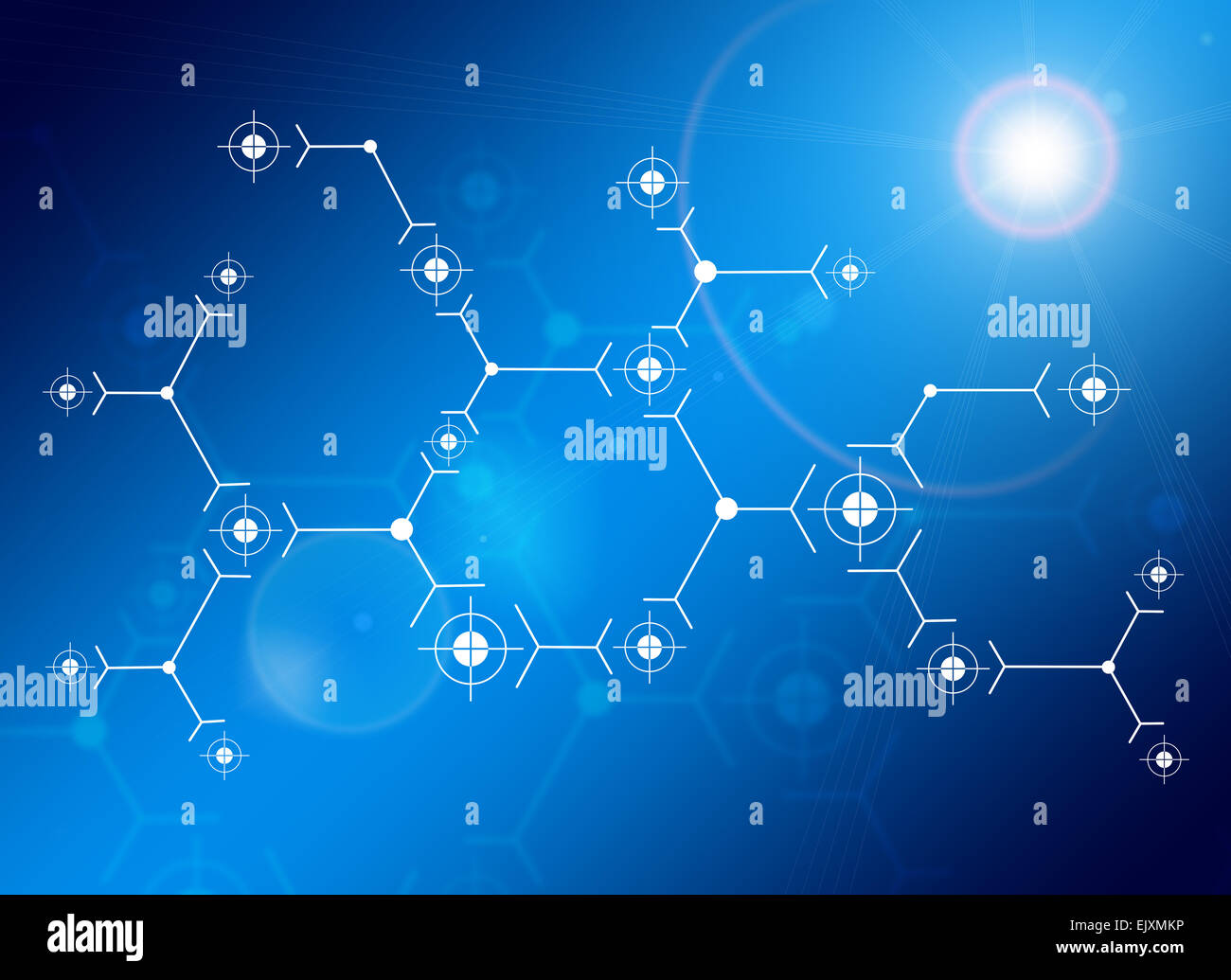 Abstrakte Komposition von weißen Linien und Sehenswürdigkeiten Stockfoto